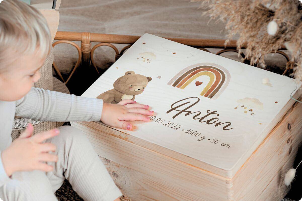 Erinnerungsbox Baby - das gehört in eine Erinnerungsbox - Geschenkidee für zur Geburt oder Taufe