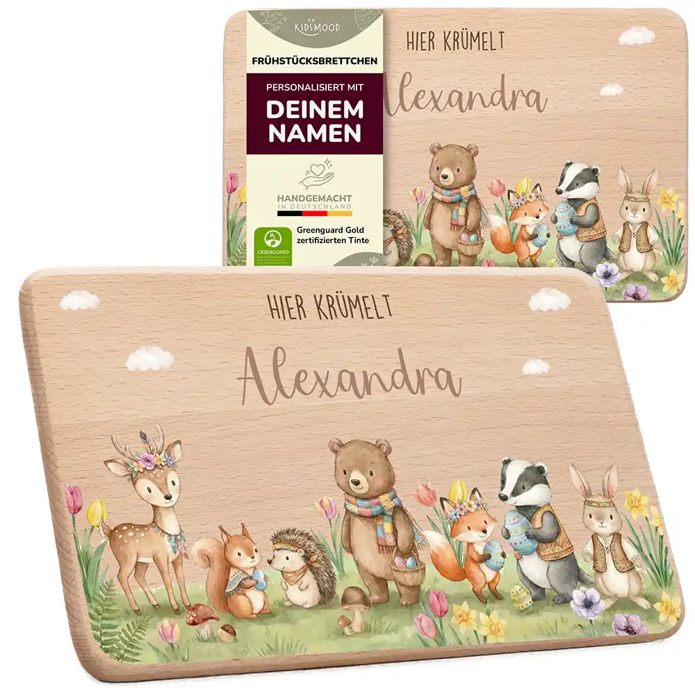 Frühstücksbrettchen Ostern - Tiere im Osterglück