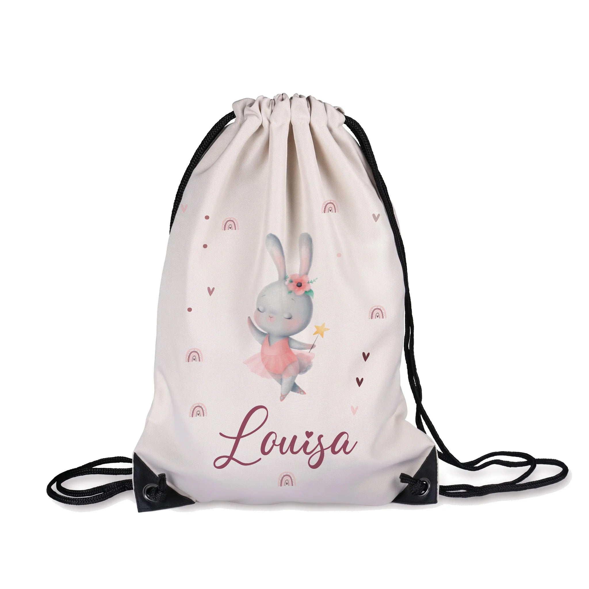 Sac de sport enfant personnalisé avec prénom, motif lapin ballerine — Kidsmood