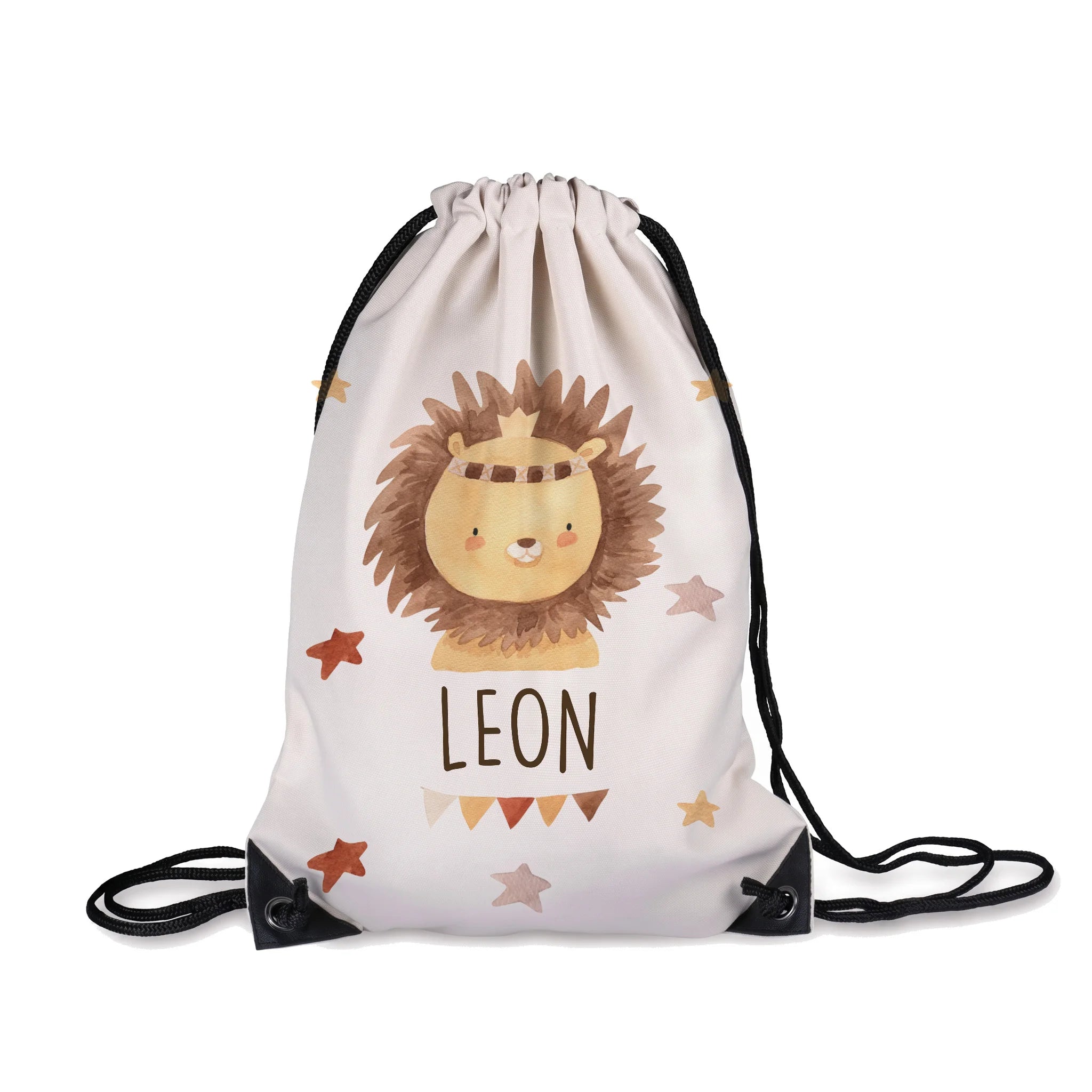 Sac de sport enfant personnalisé avec prénom, motif lion bohème — Kidsmood