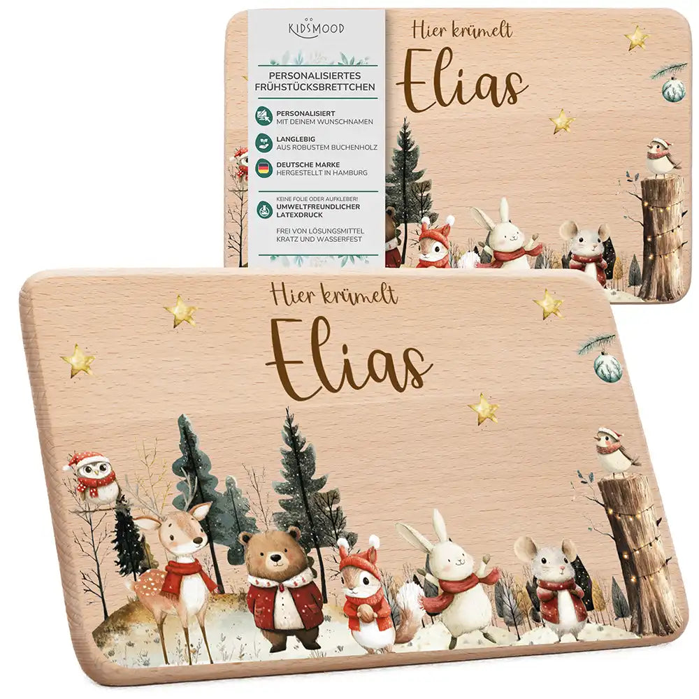 Frühstücksbrettchen Weihnachten im Winterwald - Geschenk Weihnachten