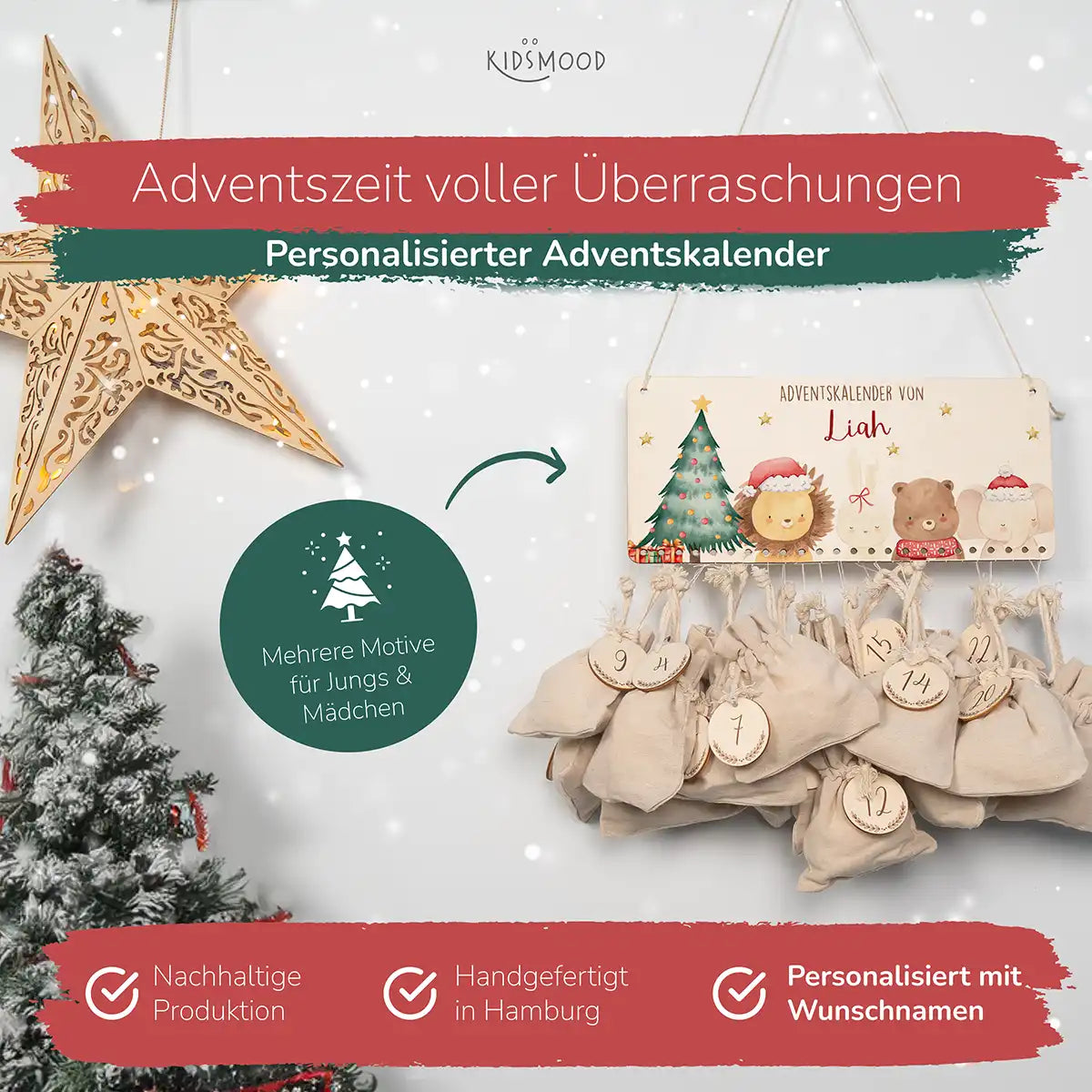 Personalisierbarer Adventskalender farbig - Weihnachten