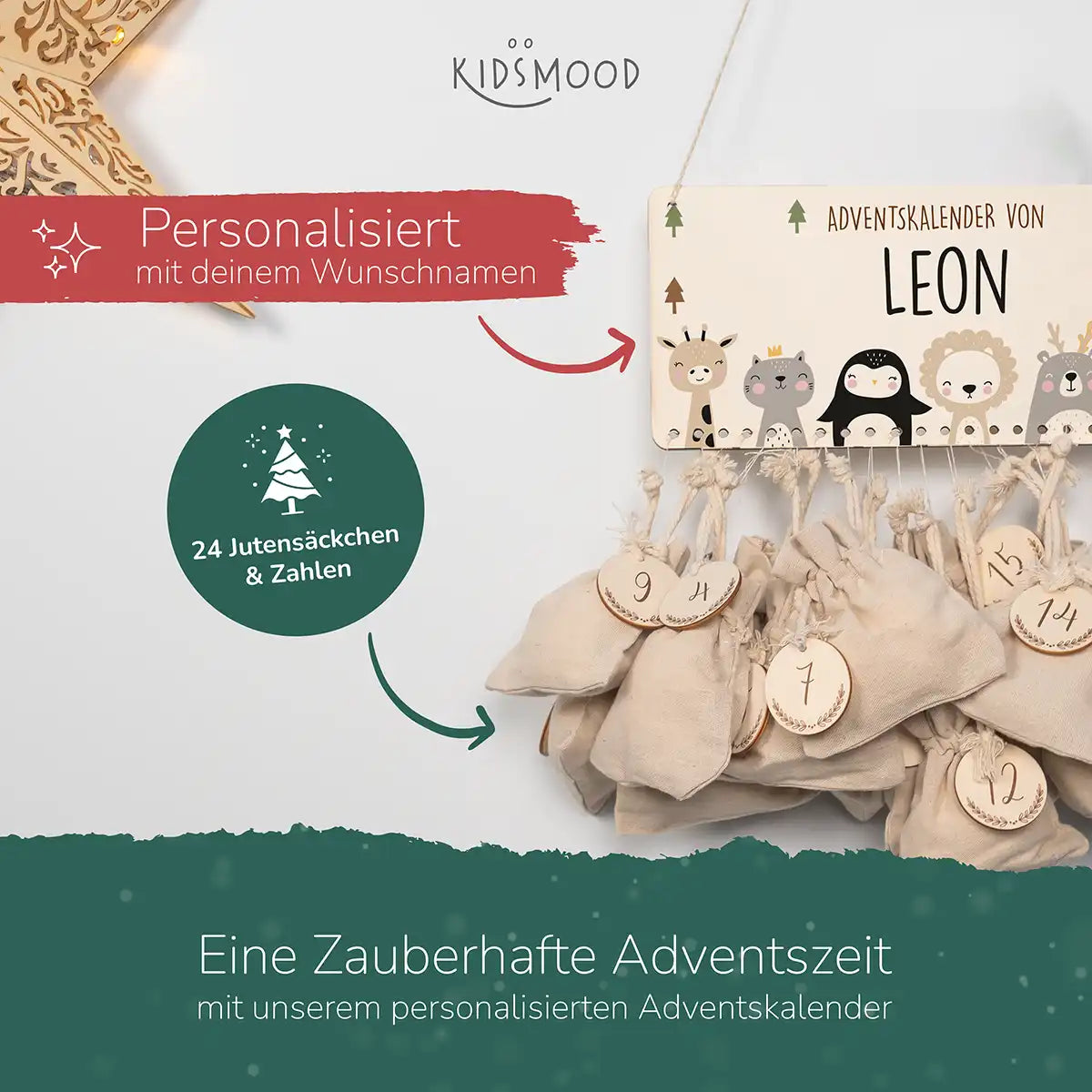 Personalisierbarer Adventskalender farbig - Winterfamilie