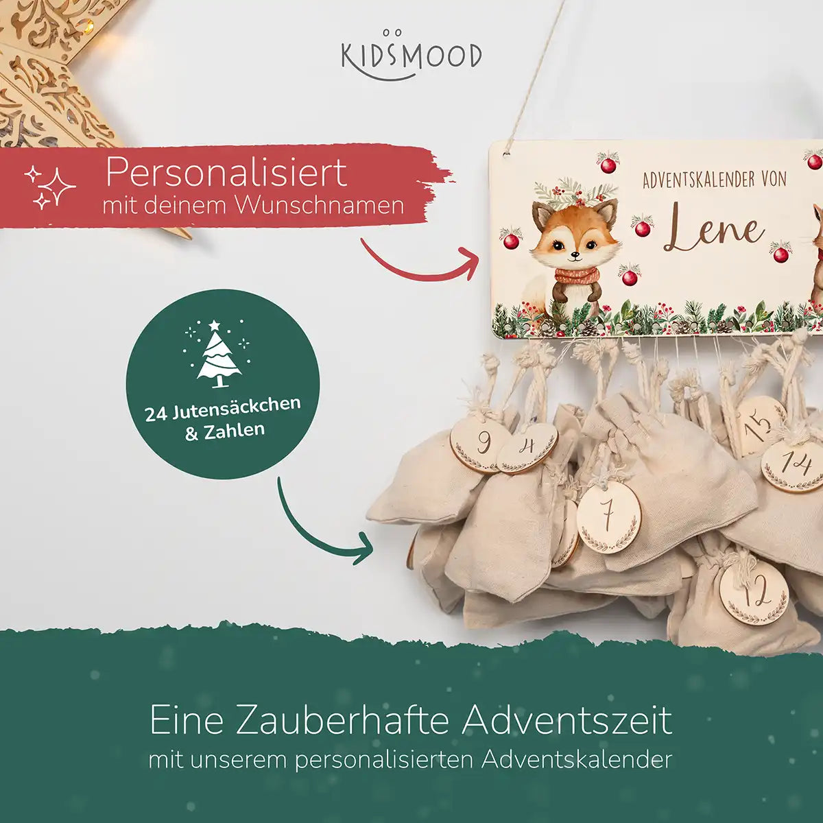 Personalisierbarer Adventskalender farbig - Niedlicher Fuchs