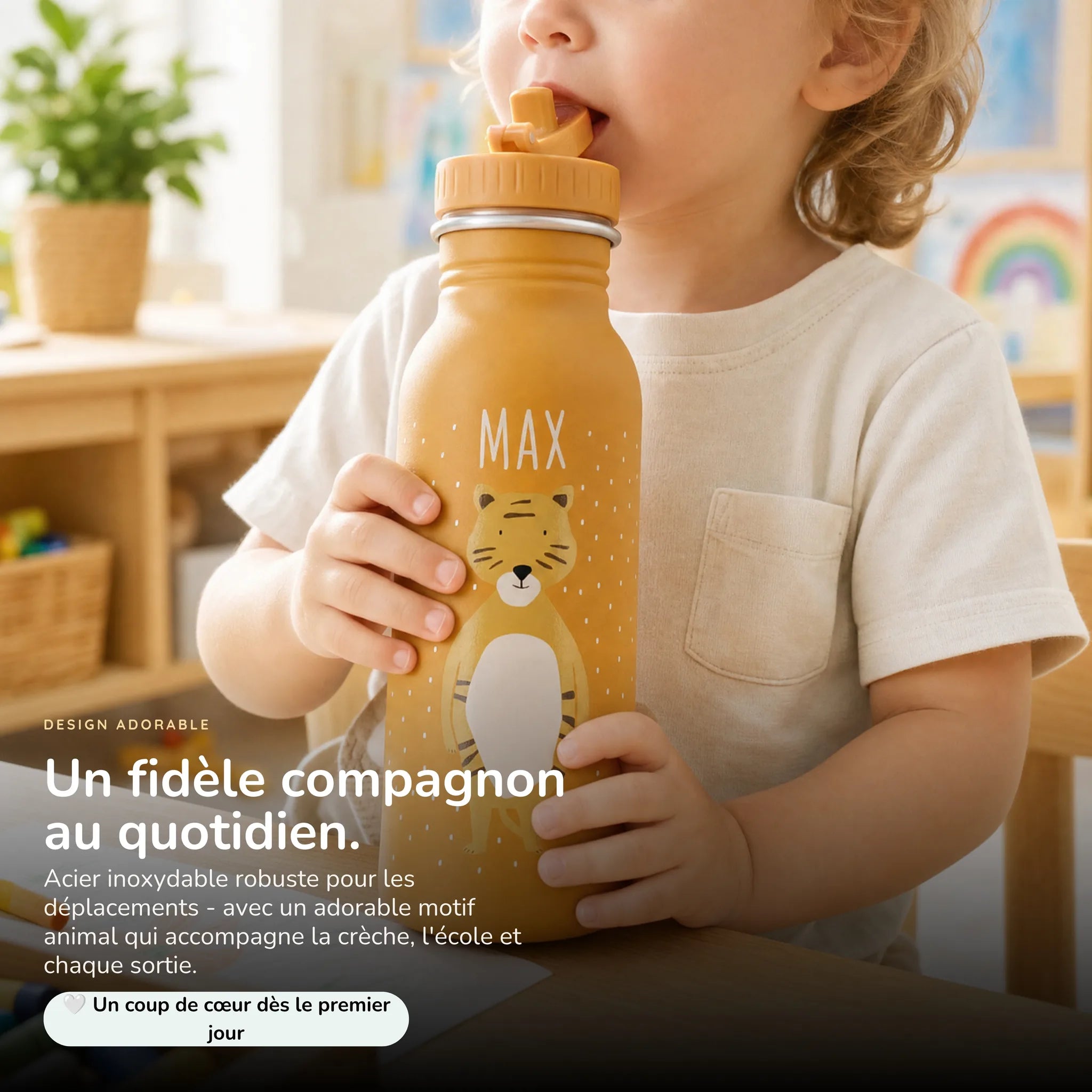 Gourde enfant 500 ml motif Tigre, acier inoxydable personnalisé — Kidsmood