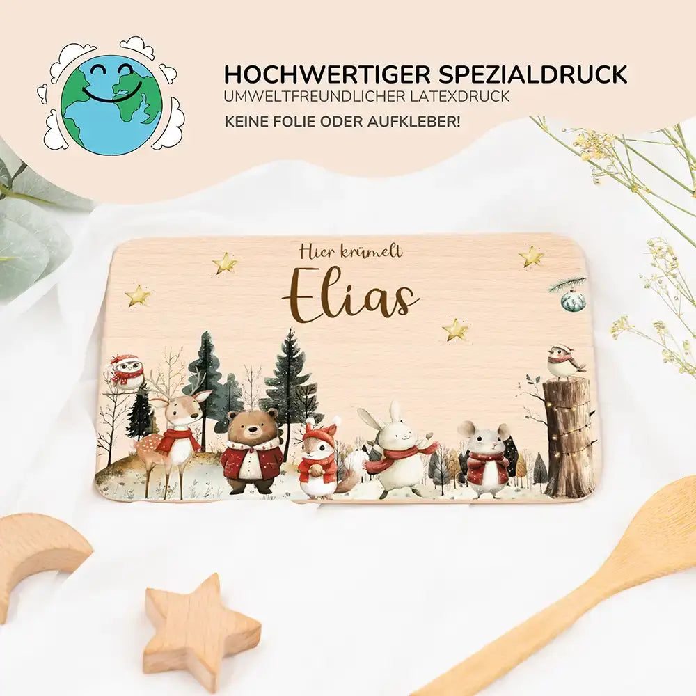 Frühstücksbrettchen Weihnachten im Winterwald - Geschenk Weihnachten