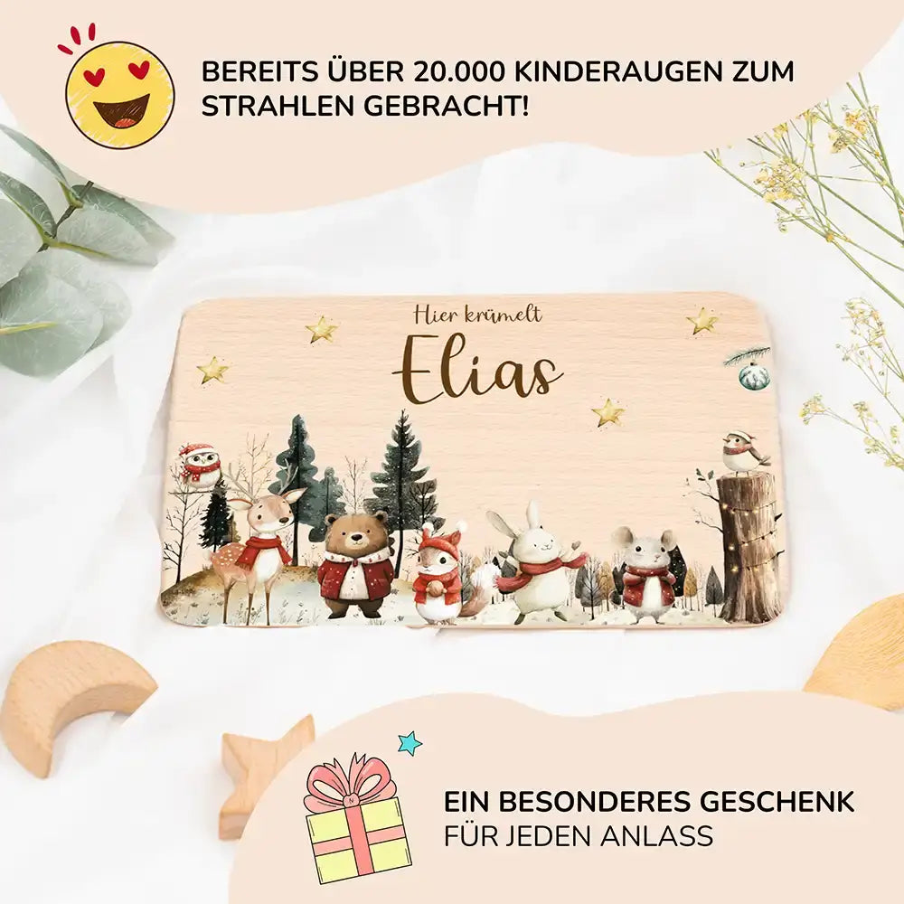 Frühstücksbrettchen Weihnachten im Winterwald - Geschenk Weihnachten
