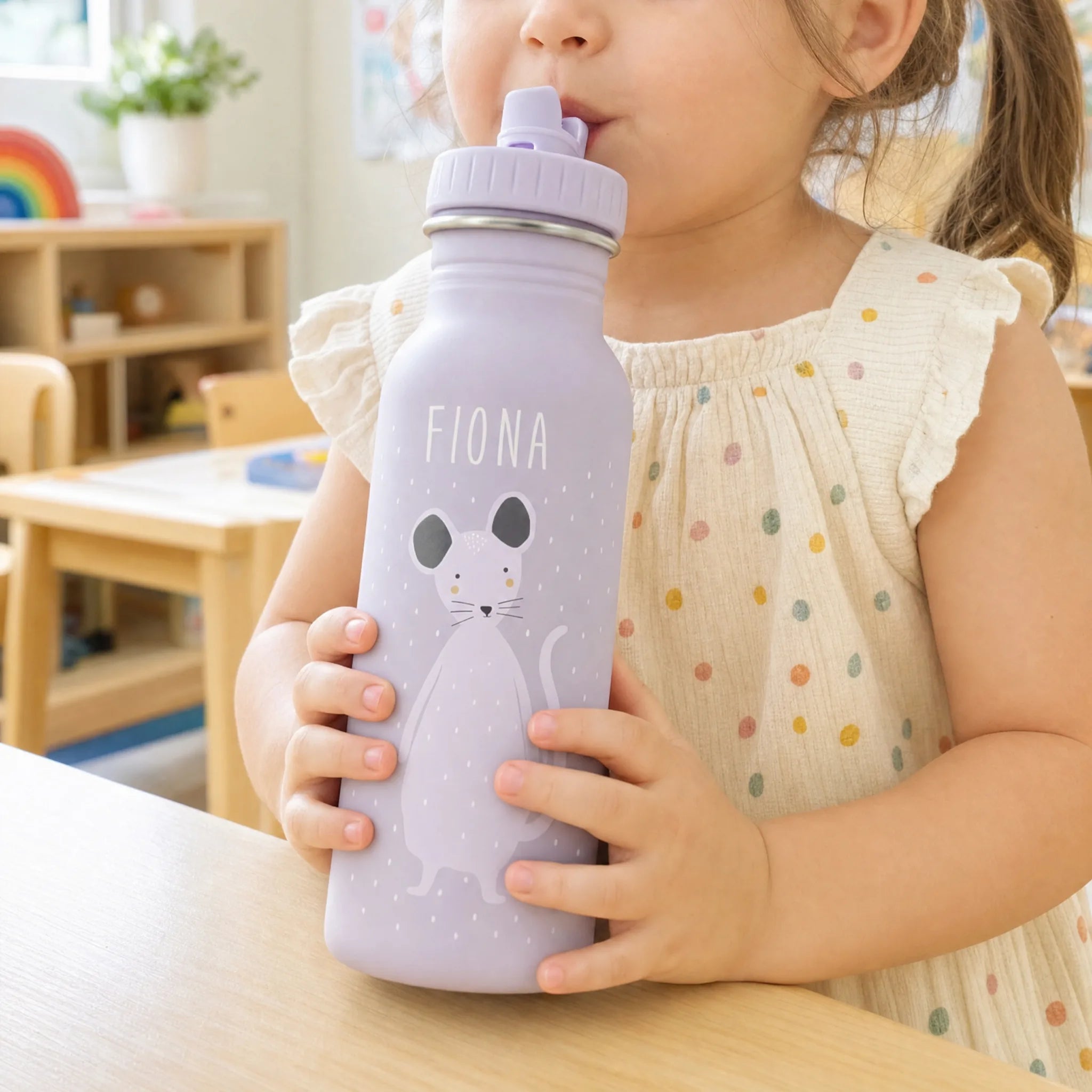 Gourde 350 ml avec cordon de transport, motif Souris — Kidsmood