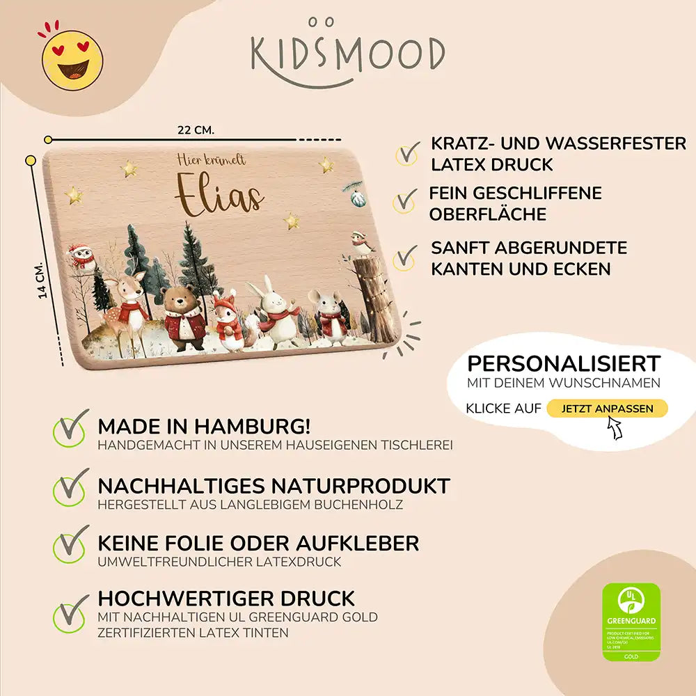 Frühstücksbrettchen Weihnachten im Winterwald - Geschenk Weihnachten