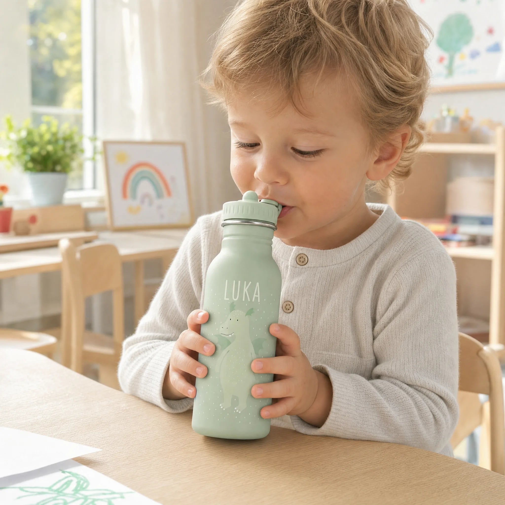 Gourde 350 ml avec cordon de transport, motif Dragon — Kidsmood