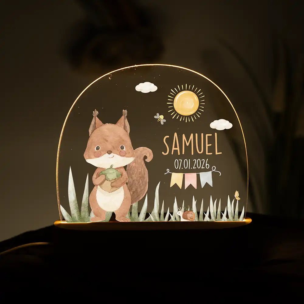 Nachtlicht Kinder personalisiert - Zauberhaftes Eichhörnchen
