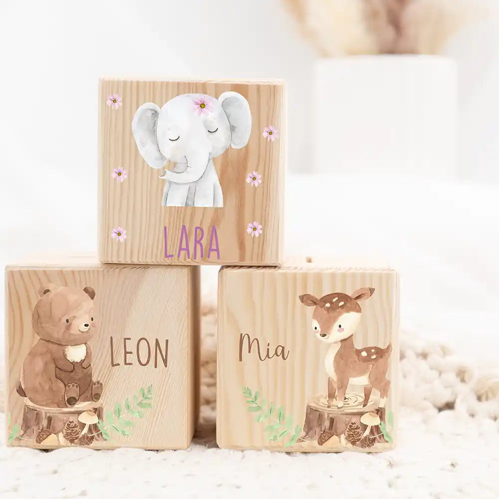 Tirelire personnalisée fille et garçon avec motif animalier éléphant fleuri — Kidsmood