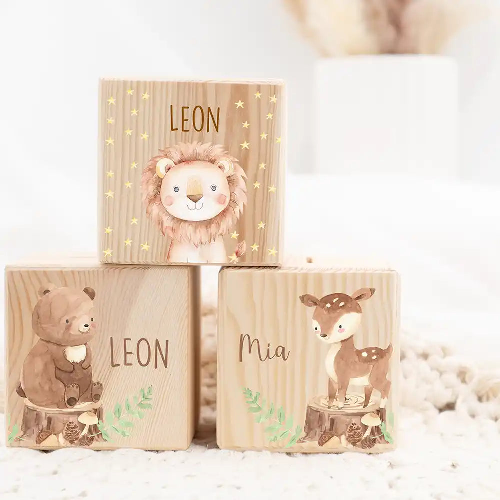 Tirelire personnalisée fille et garçon avec motif animalier lion — Kidsmood