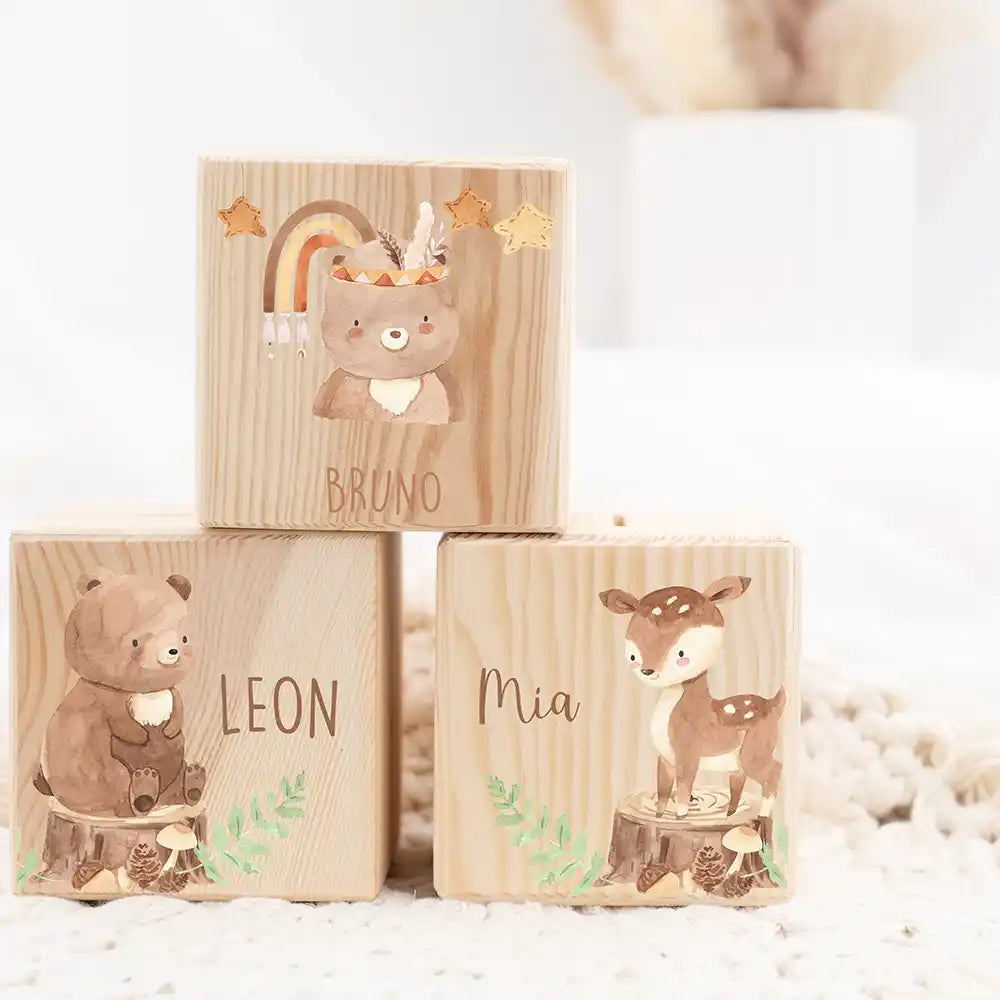 Tirelire personnalisée fille et garçon avec motif animalier ours bohème — Kidsmood