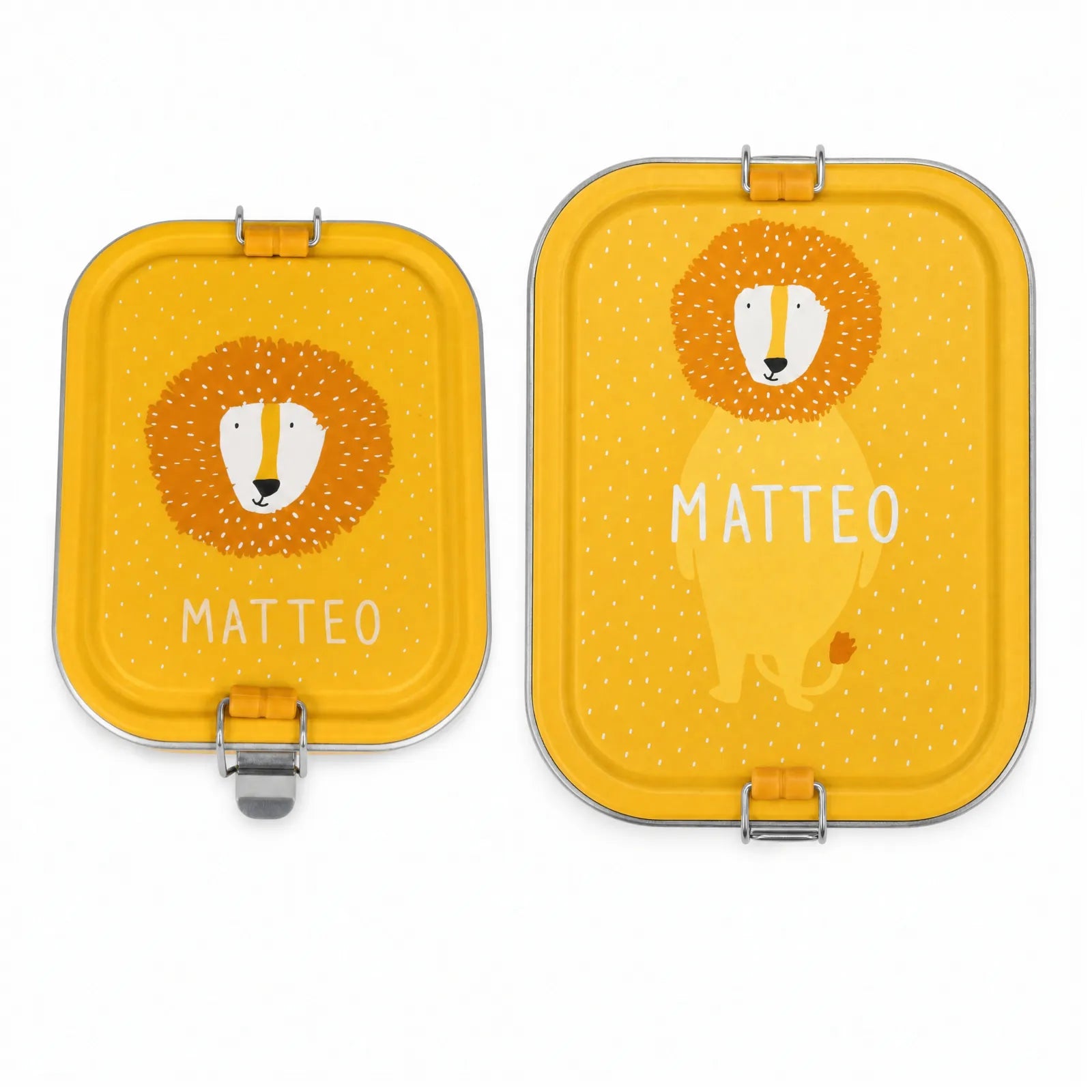 Boîte à goûter inox Lion personnalisée, prénom gravé — Kidsmood