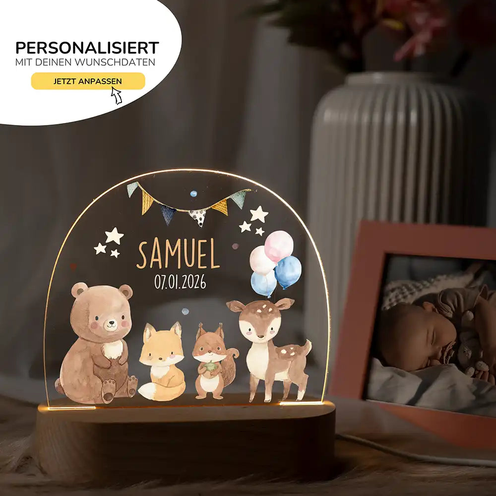 Nachtlicht Kinder personalisiert - Herzliche Tierfreunde