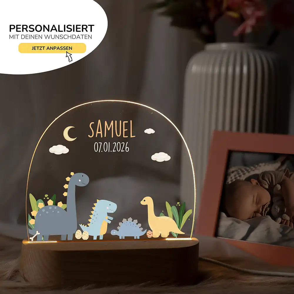 Nachtlicht Kinder personalisiert - Süße Dinosaurier