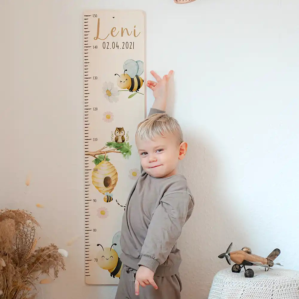 Messlatte Kinder Holz & Aluverbund - Bienen