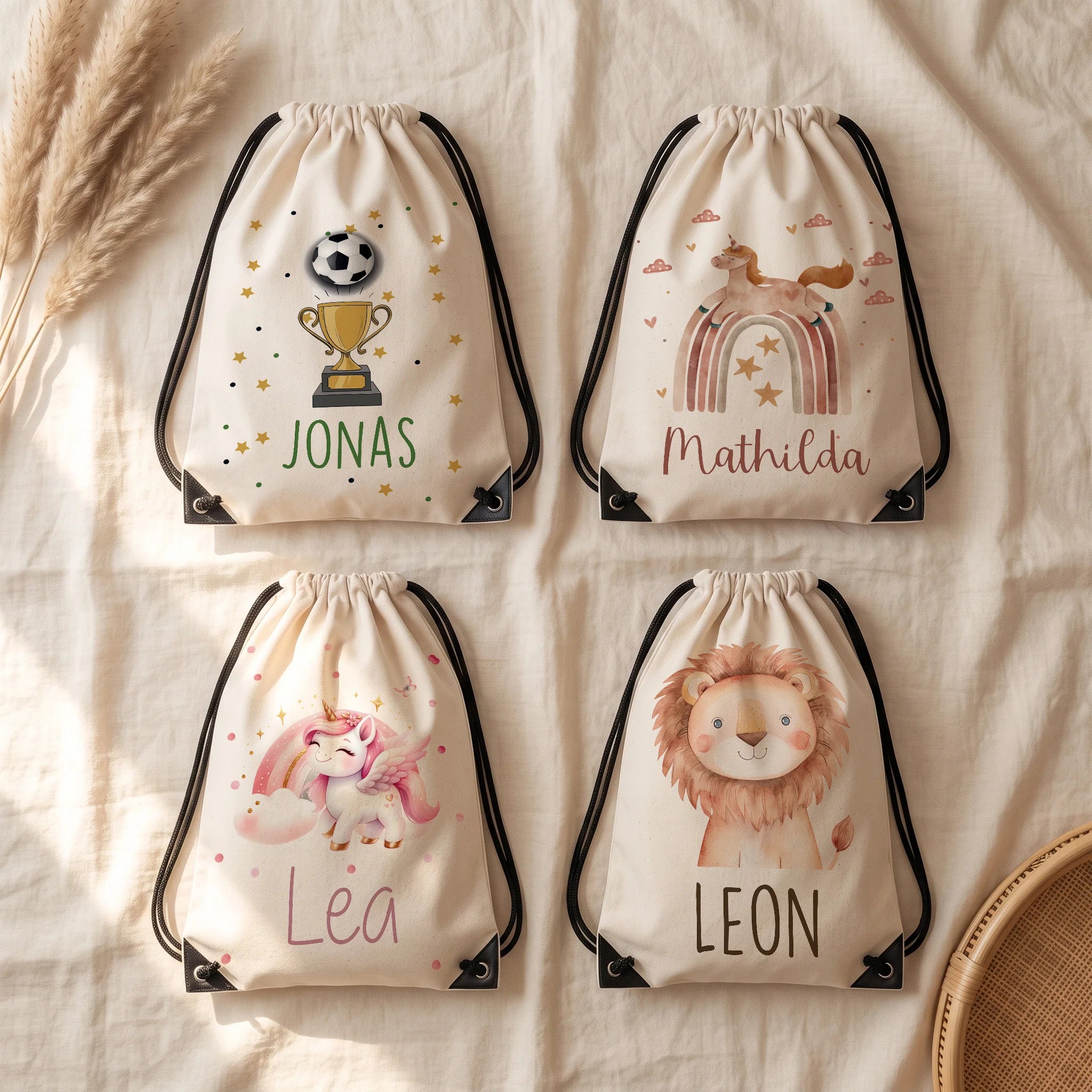 Quatre motifs de sac de sport enfant personnalisé au choix — Kidsmood