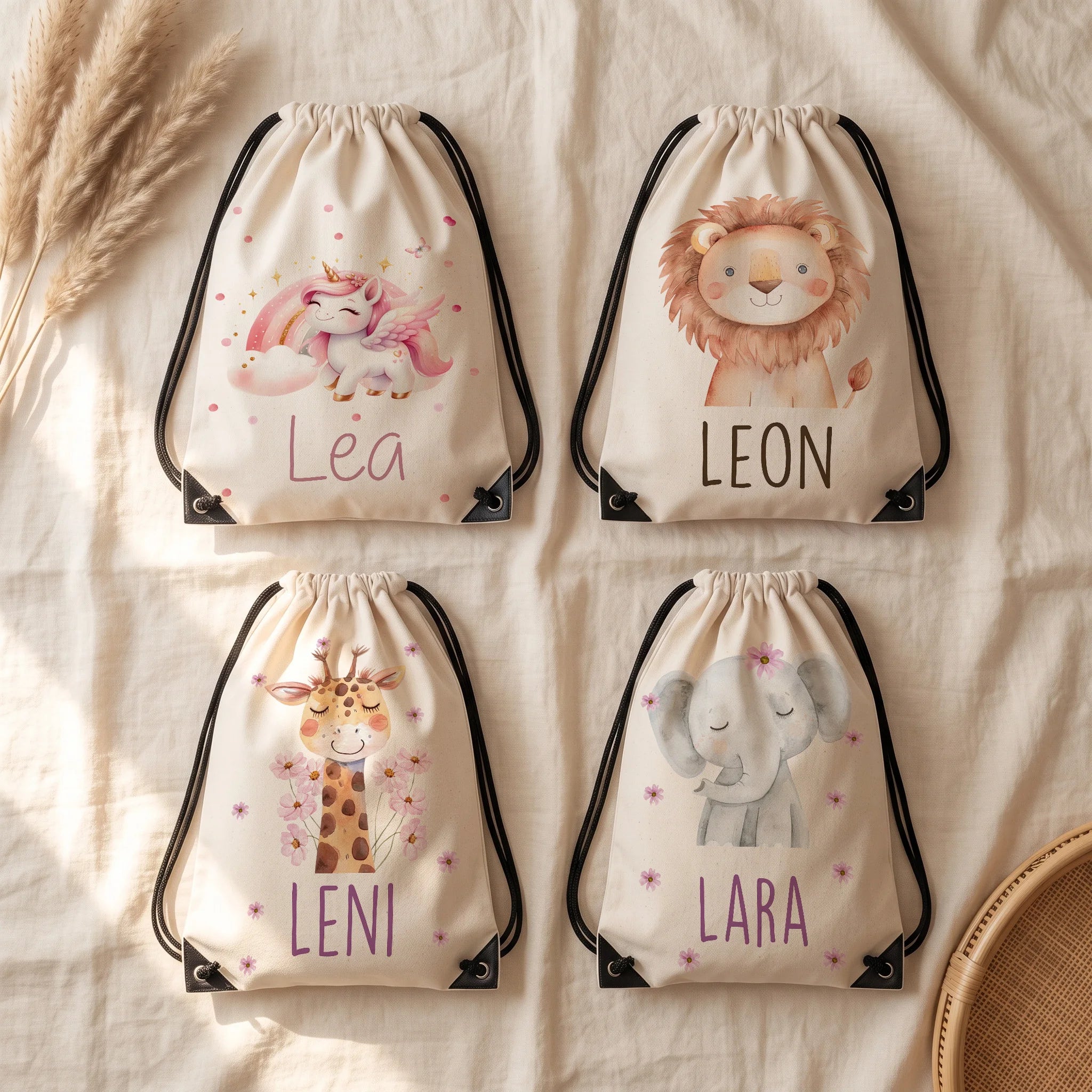 Quatre motifs de sac de sport enfant personnalisé au choix — Kidsmood