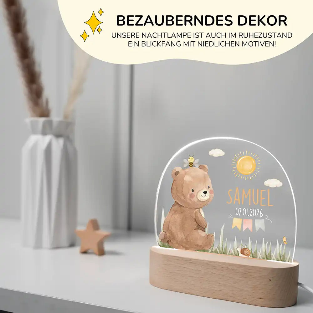 Nachtlicht Kinder personalisiert - Niedlicher Waldbär