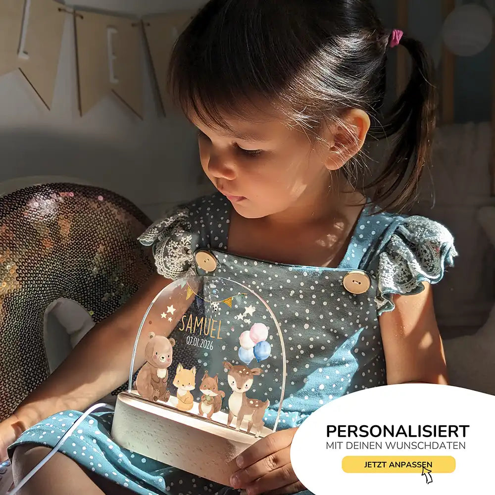 Nachtlicht Kinder personalisiert - Herzliche Tierfreunde
