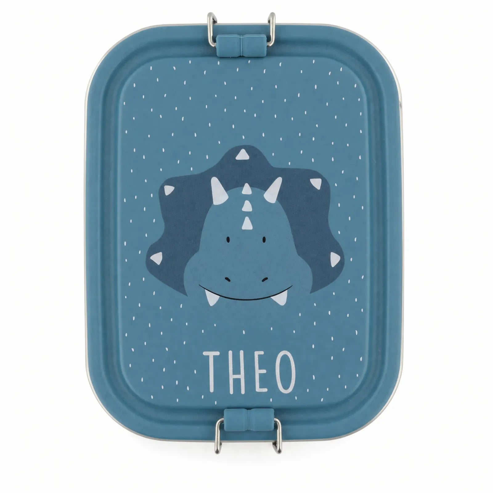 Boîte à goûter inox enfant Trixie Tricératops, prénom en option — Kidsmood