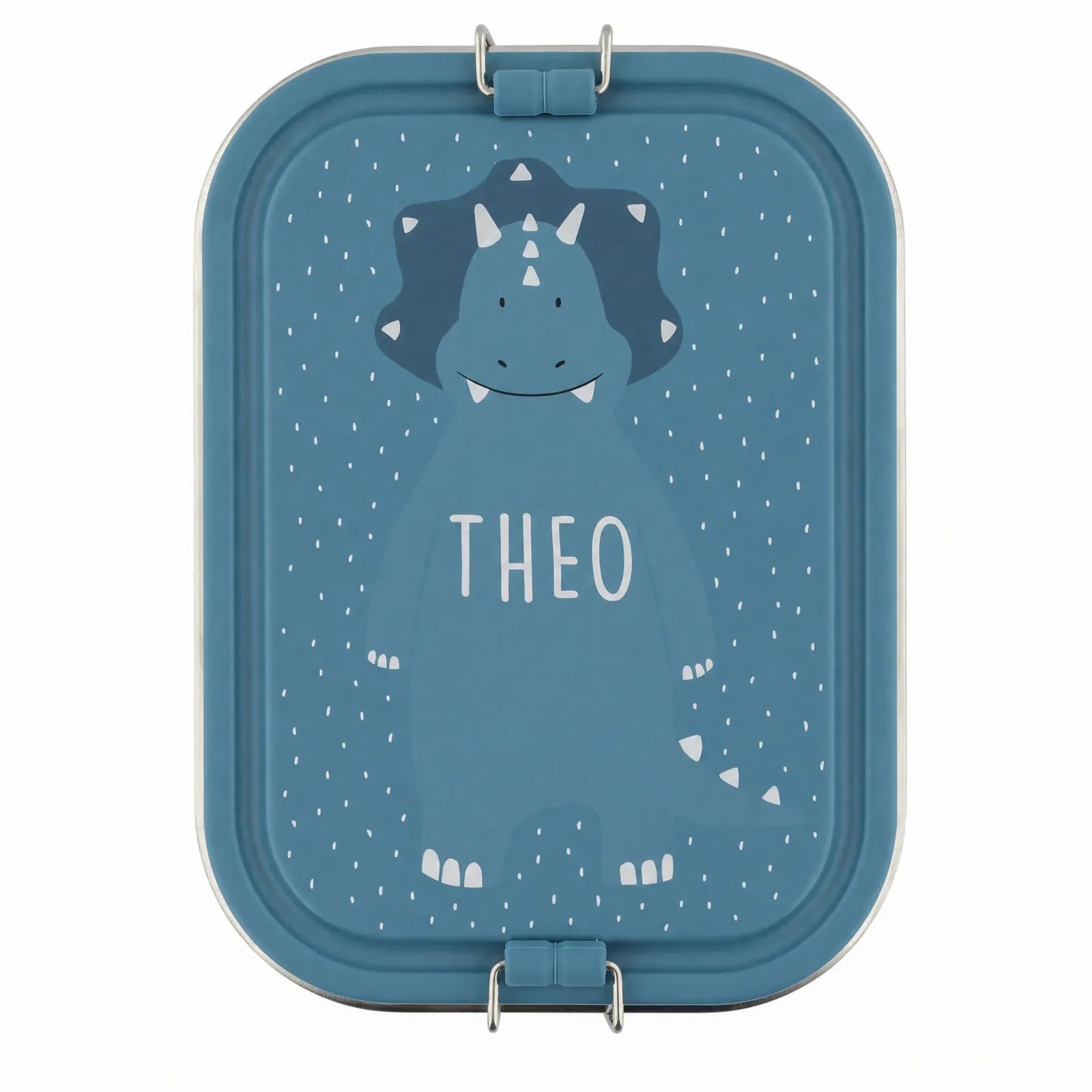 Boîte à goûter inox enfant Trixie Tricératops, prénom en option — Kidsmood