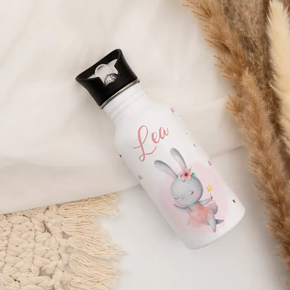 Jolie gourde personnalisée enfant motif Lapin ballerine avec prénom — Kidsmood