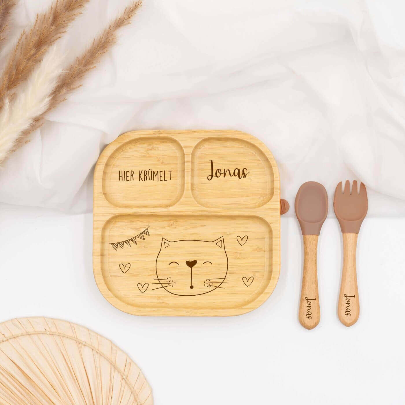 Frühstücks-Starter Set - Löwe: Tasse, Brettchen und Kinderteller