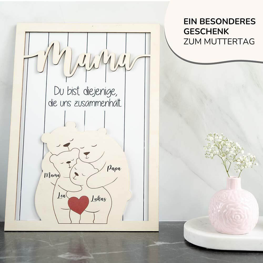 bärenfamilien-motiv auf personalisiertem bildrahmen