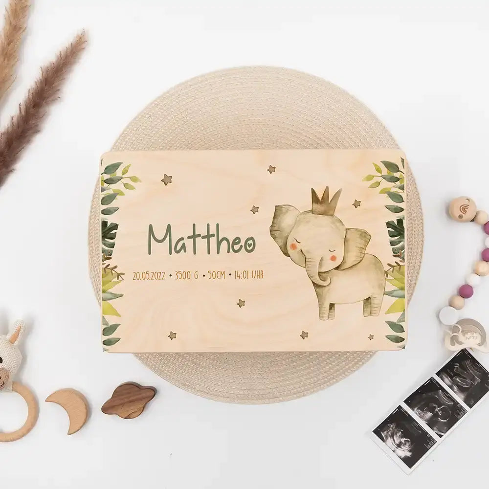 Erinnerungsbox Baby - Jungle Elefant