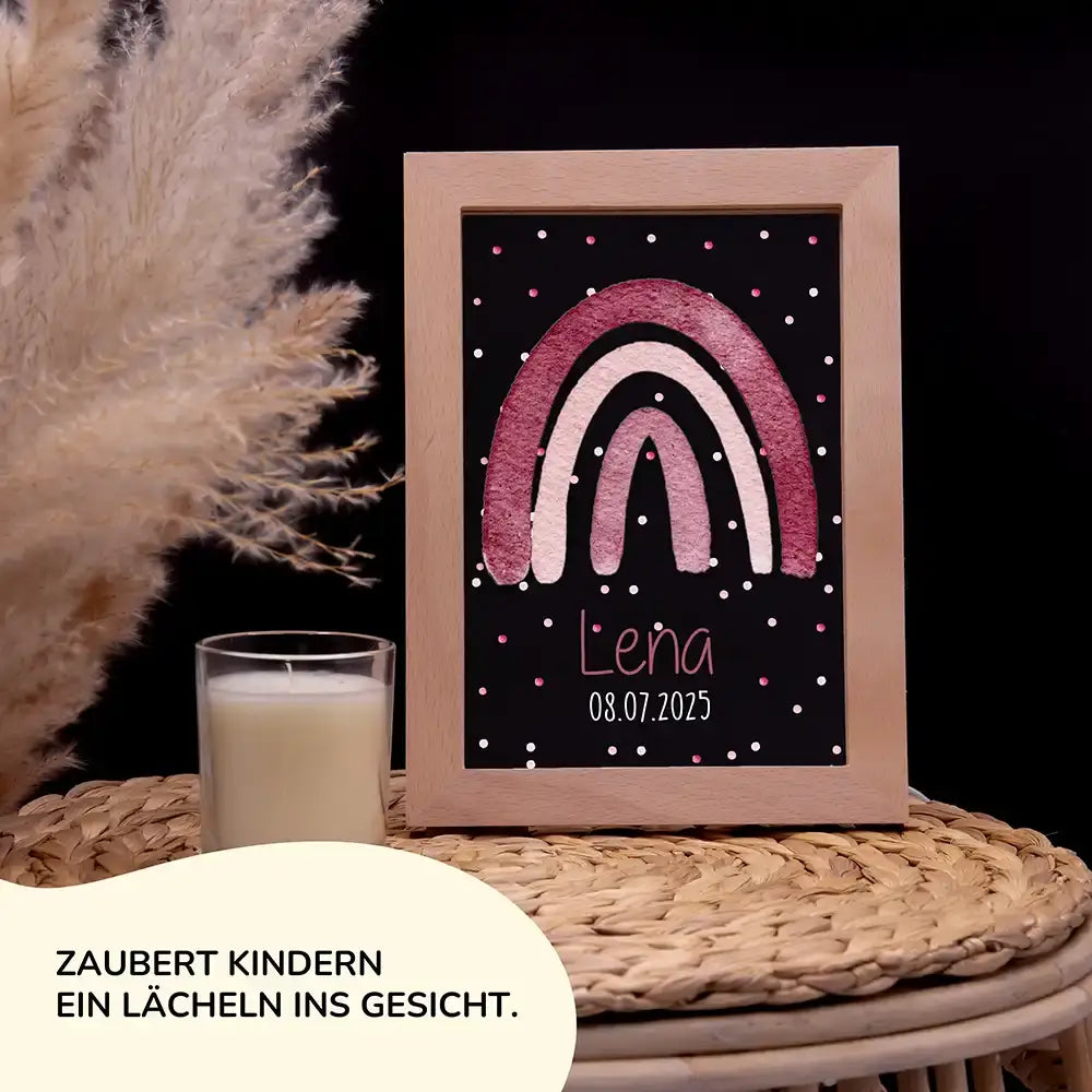 Personalisiertes LED Nachtlicht Bilderrahmen mit Namen - Regenbogen