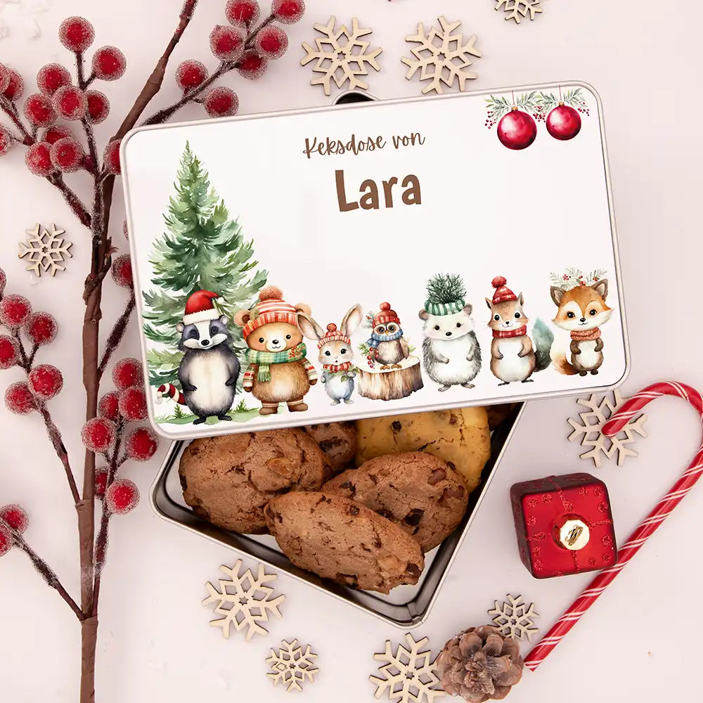 Keksdose aus Metal personalisiert - Schneeflöckchen