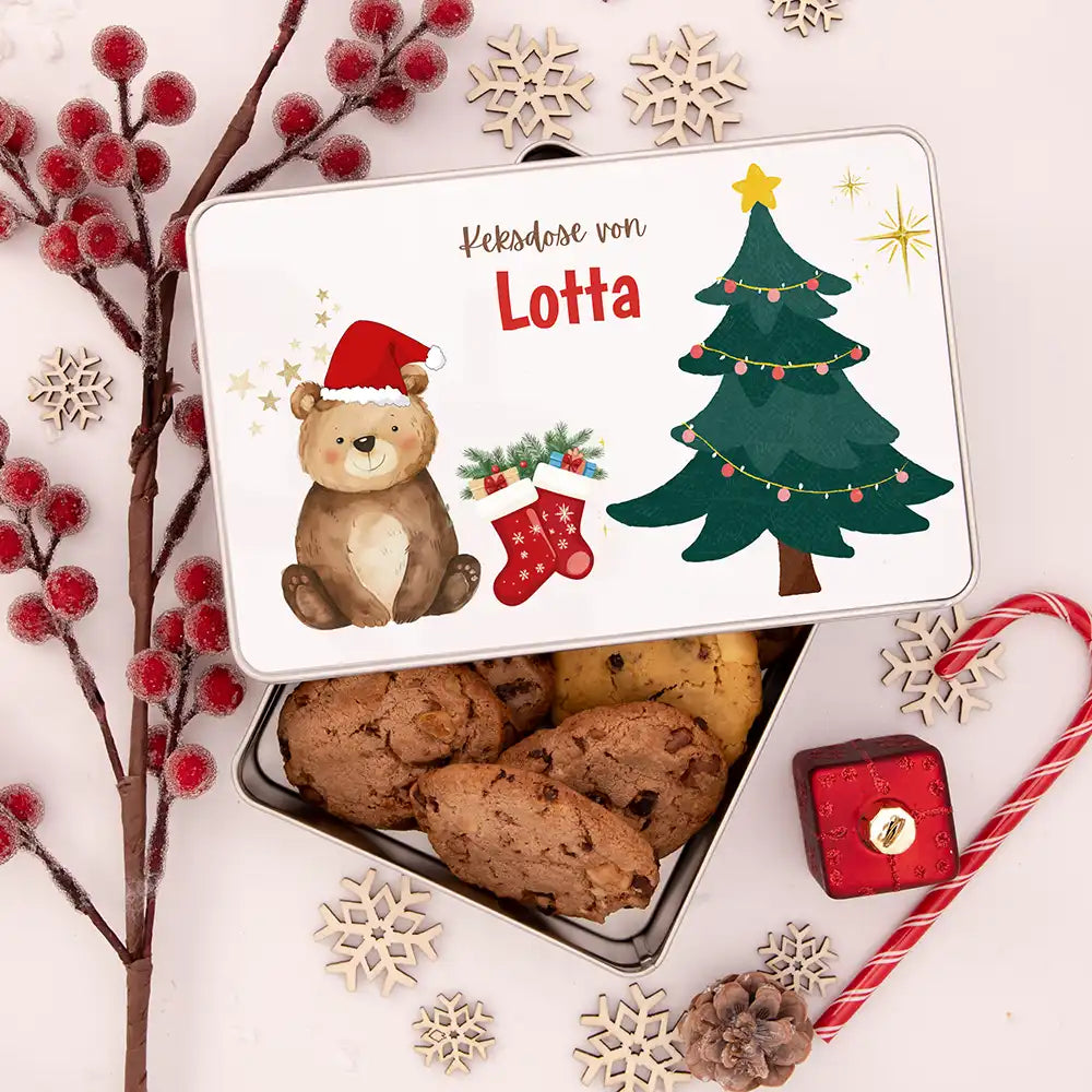 Keksdose aus Metal personalisiert - Weihnachtsbär