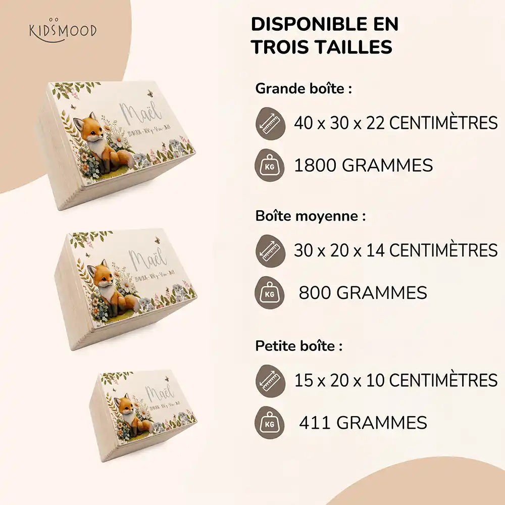 Boîte à souvenirs bébé personnalisée – Bébé renard