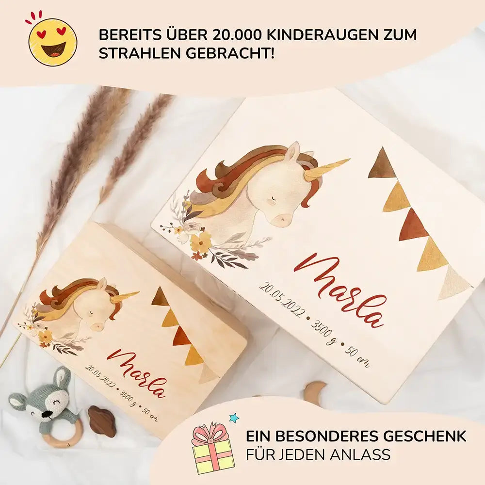 Erinnerungsbox Baby - Boho Einhorn
