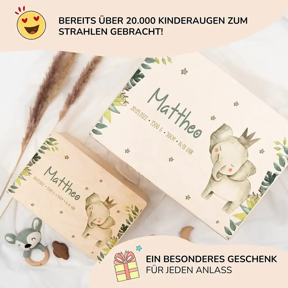Erinnerungsbox Baby - Jungle Elefant