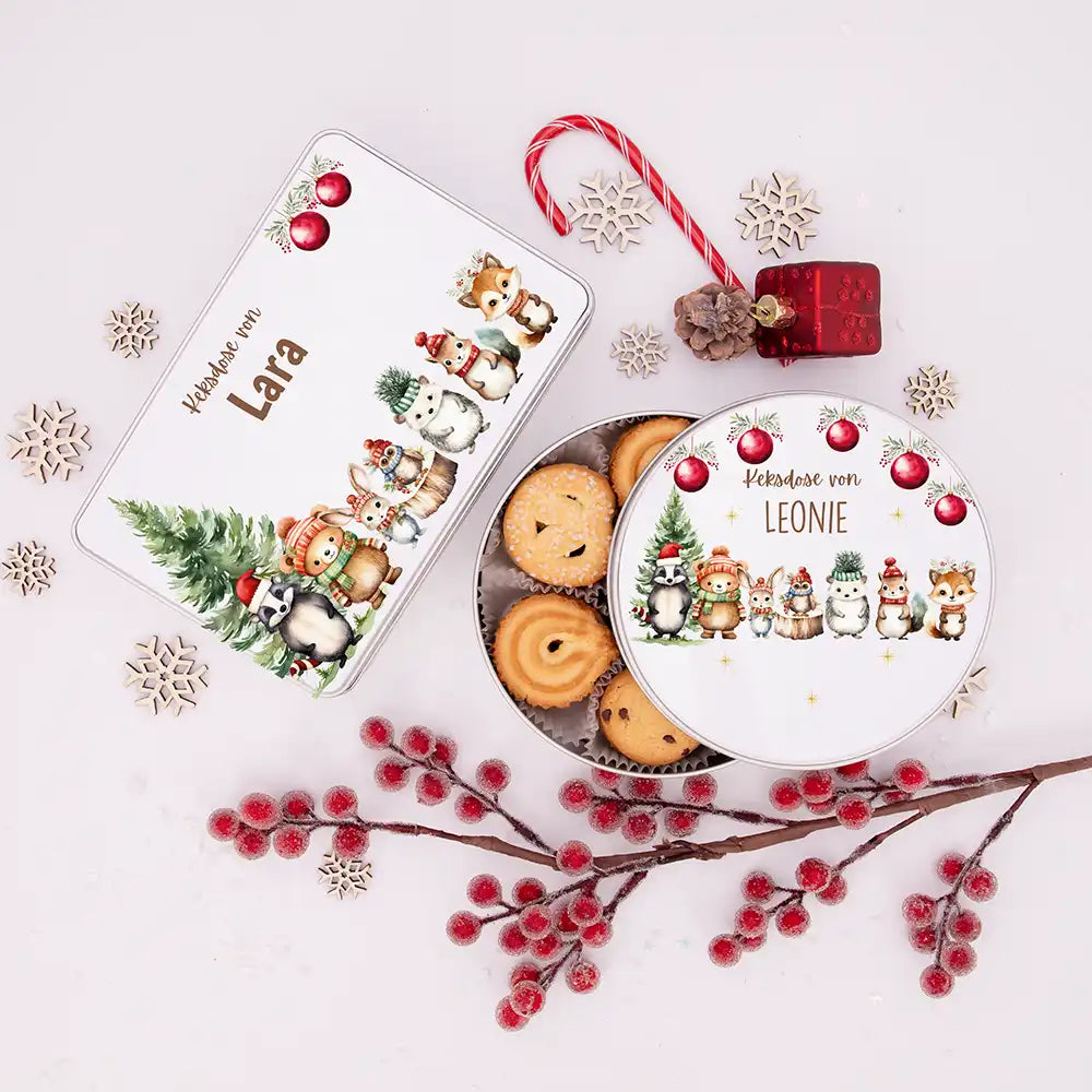Keksdose aus Metal personalisiert - Schneeflöckchen
