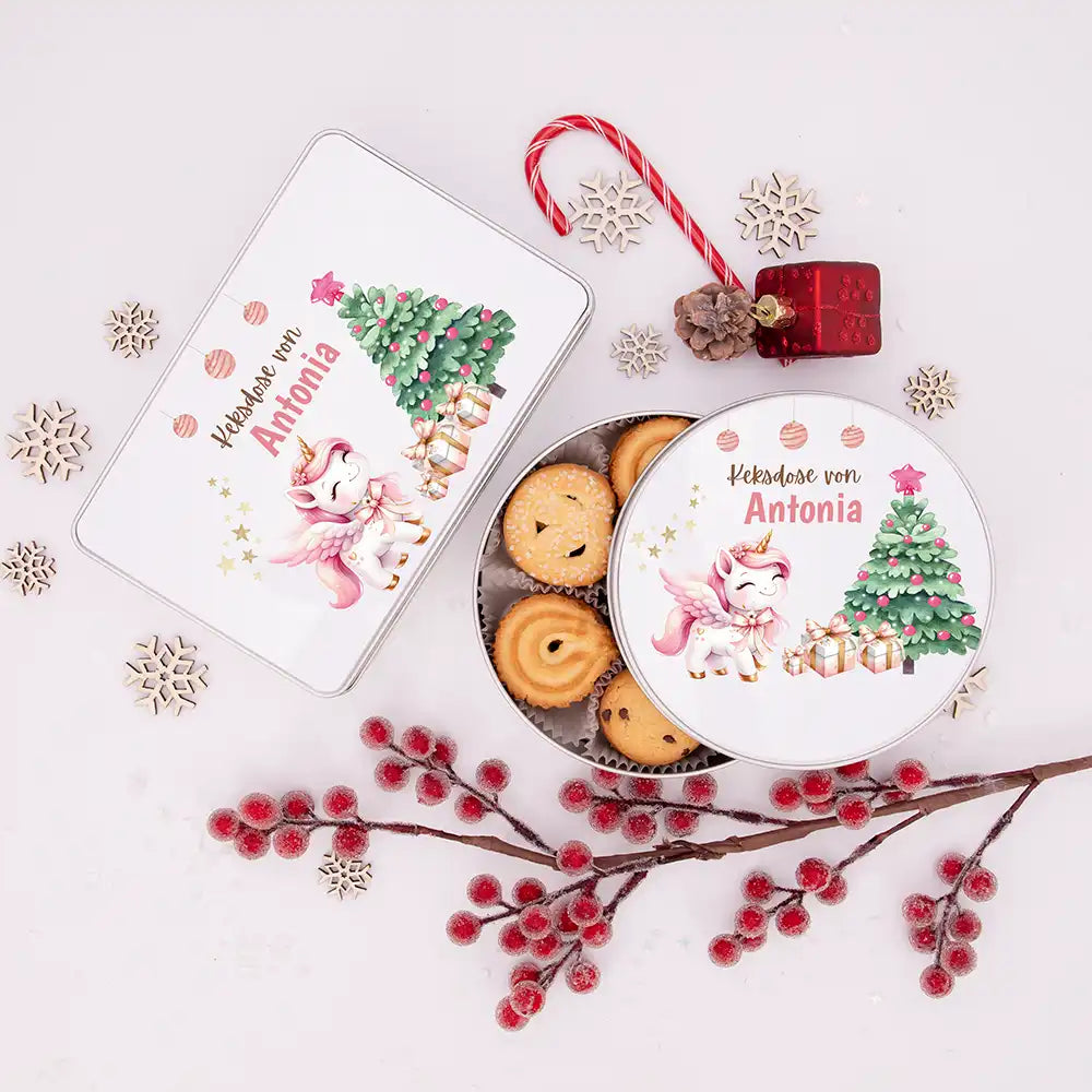 Keksdose aus Metal personalisiert - Einhorn