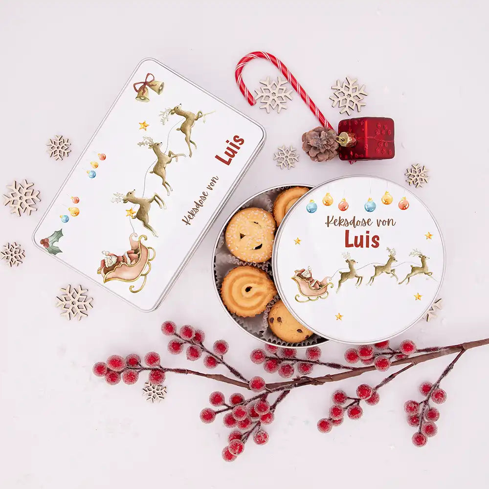 Keksdose aus Metal personalisiert - Rentiere
