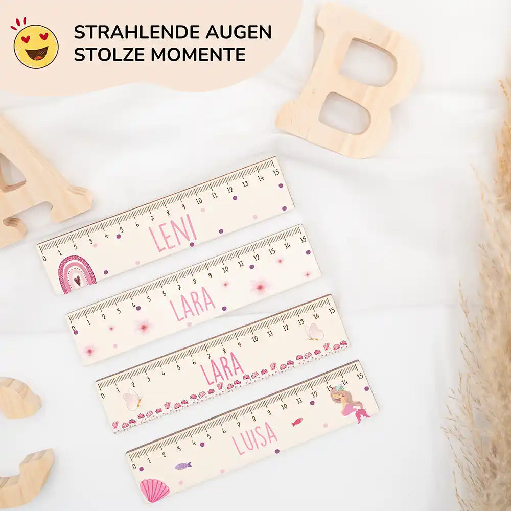 Holzlineal personalisiert - Blumen