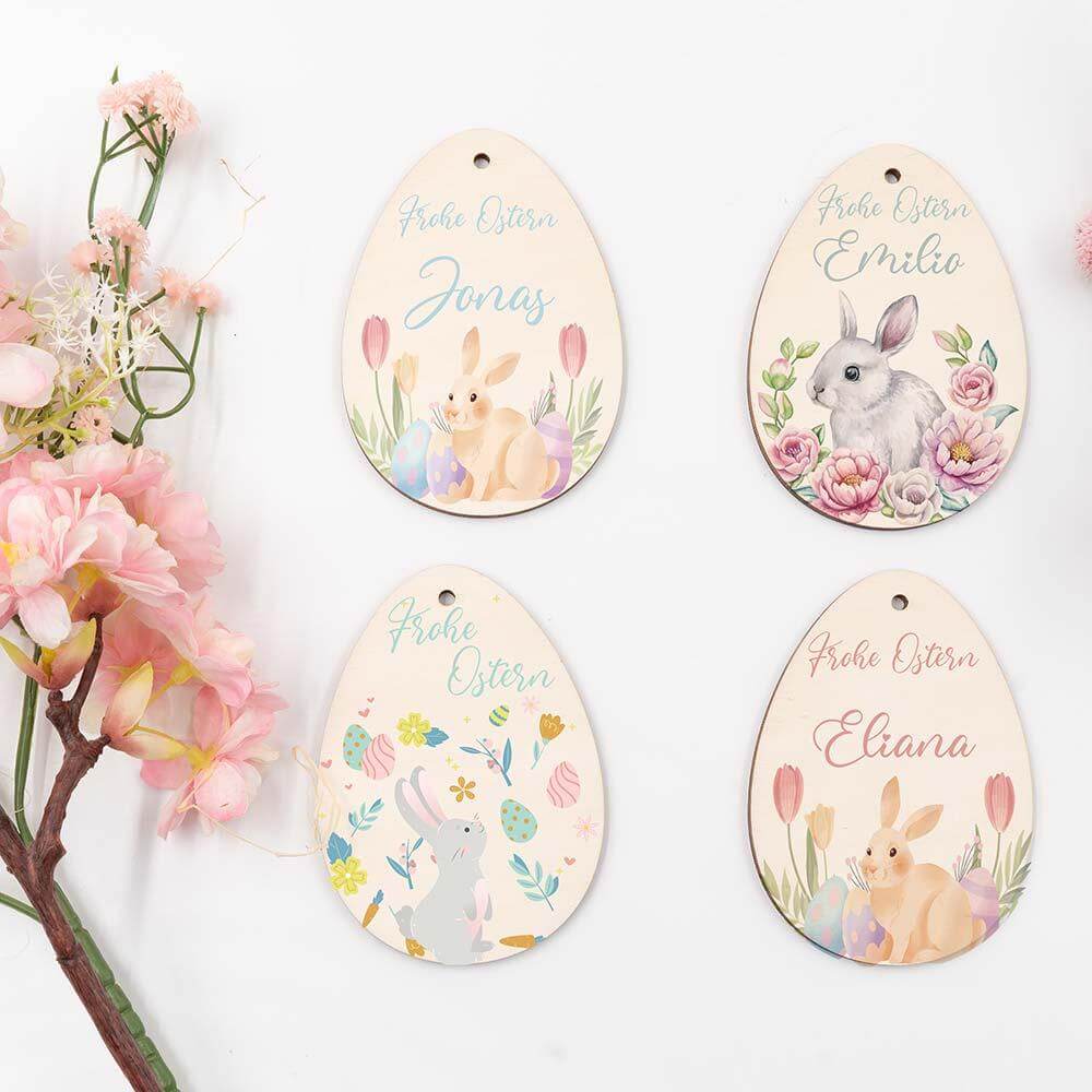 handmade wooden Easter eggs with personalized details
