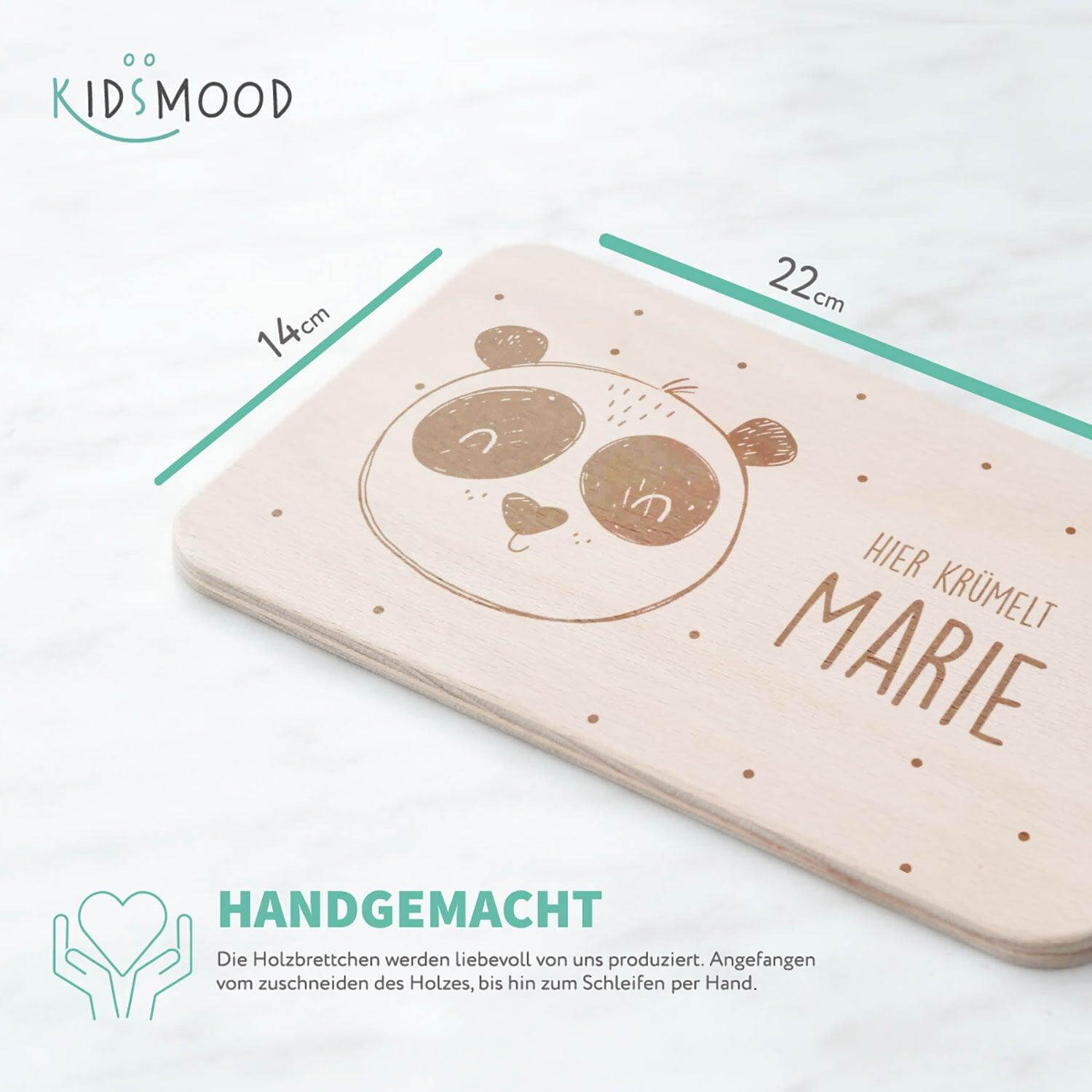 detailed view of engraved name on breakfast board