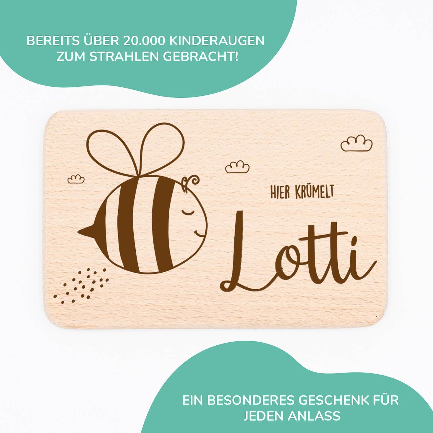 close-up of breakfast board with biene motif