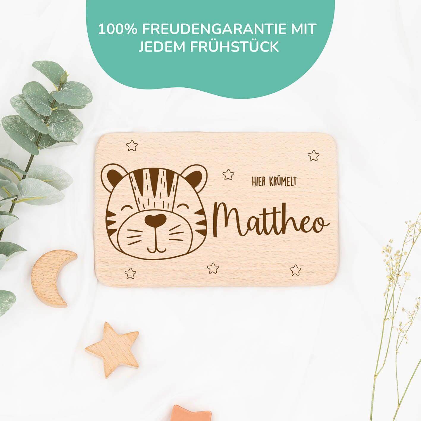 custom breakfast board with tiger design