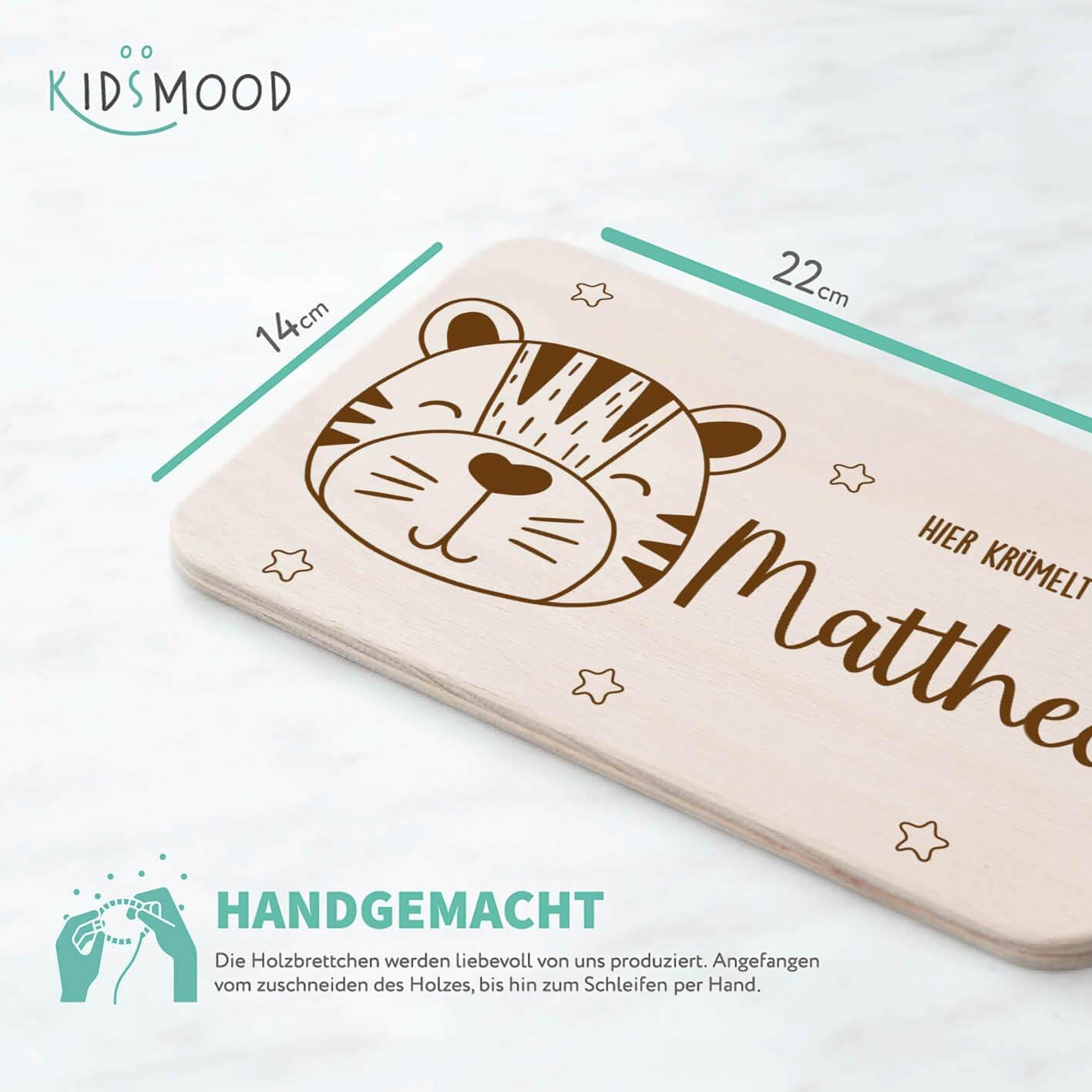 handcrafted breakfast board with tiger engraving