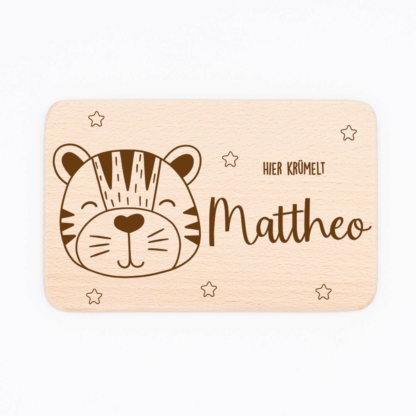 breakfast board with tiger motif for children