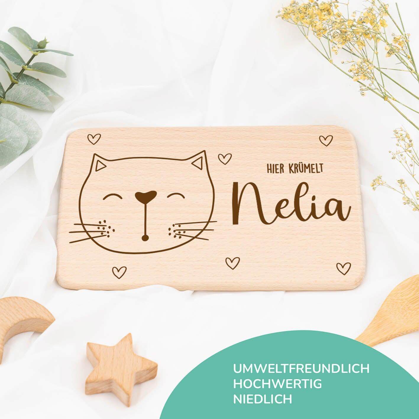 high-quality personalized kitten breakfast board