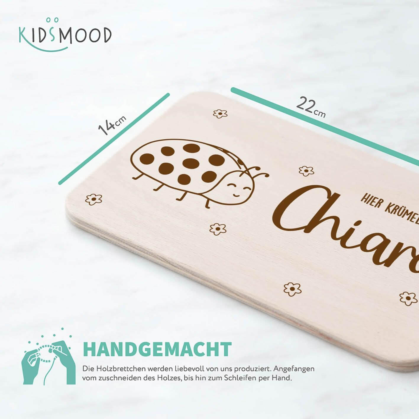 custom breakfast board with ladybug design